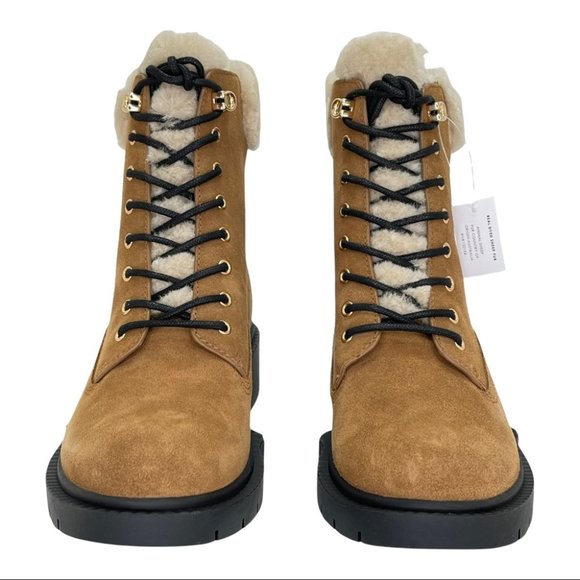 Coach Lorimer Suede Sheep Fur Trim Womens Ankle Boots in Tan - Picture 6 of 16